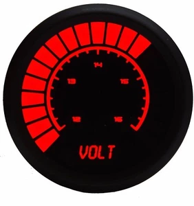 2 1/16" Universal Analog Volt Meter Gauge Red LEDs Black Bezel Made In The USA - Picture 1 of 6