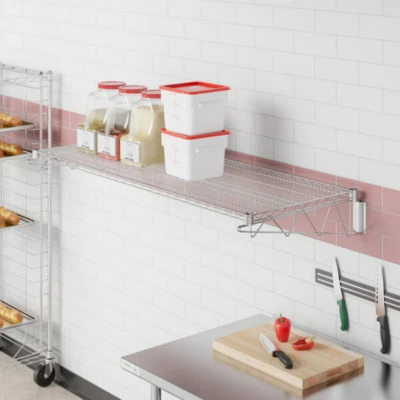 Cocina comercial 24" x 60" montaje en pared alambre cromado estante olla sartén estantes Foto 1 de 4