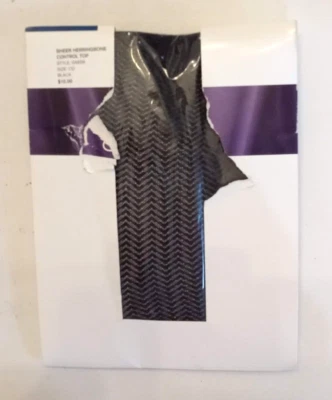 Pantimedias Hanes Sheer Herringbone negras encaje talla CD control top medias Foto 1 de 4