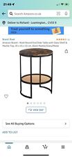 rivet round end/side table with glass shelf & marble top black marble 