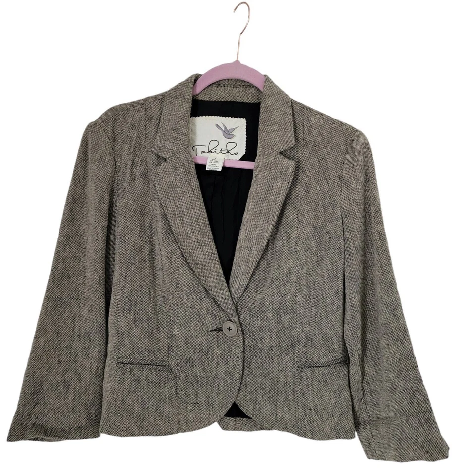 Chaqueta Blazer Deportiva Tabitha Pata de Gallo 6 Lino Algodón Botón Único Ropa de Trabajo Foto 1 de 4