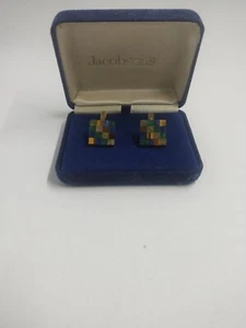 Jacobson's Art Deco mehrfarbige quadratische Manschettenknöpfe - Bild 1 von 4
