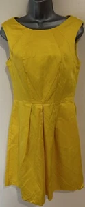 Cue Australia Yellow Linen & Cotton fit & flare dress With Pockets Size 10 - Picture 1 of 14