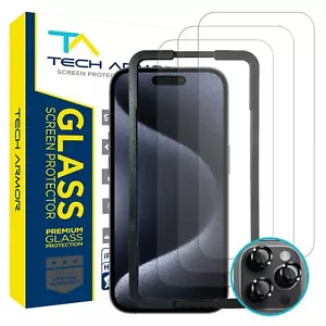 Tech Armor Screen Protector for iPhone 15 Pro 6.1 inch - 3 Pack + Camera Lens - Picture 1 of 7