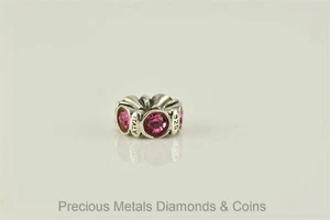 Charmed Memories Sterling Silver Pink Accent Slide Spacer Bead 925 Charm - Picture 1 of 3