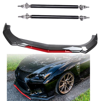 Front Bumper Lip Splitter Spoiler Strut Rods Carbon Fiber For Lexus IS350 Kit Foto 1 de 4
