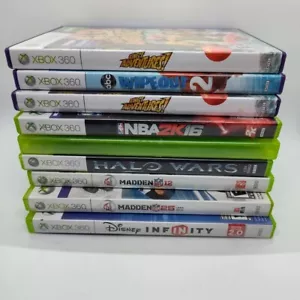 Lote de 8 juegos Xbox 360 Kinect Wipeout Adventures Tomb Raider Madden NBA Halo Wars - Imagen 1 de 10