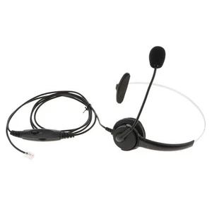 Call Center Monaural Office Phone Headset w/ Coiled Cable RJ9 Plug for Avaya - Zdjęcie 1 z 7