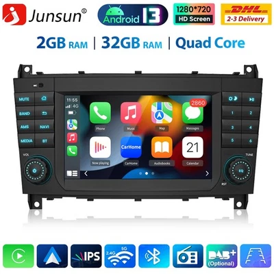 Autoradio Für Mercedes-Benz C/CLK/CLC Klasse W203 W209 Carplay Android13 GPS NAV - Bild 1 von 4