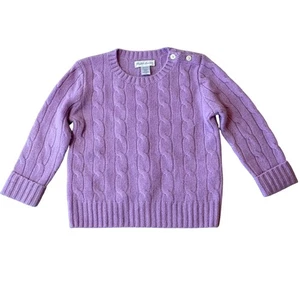 Ralph Lauren Baby Girl Kids Cable Knit Cashmere Sweater Lilac 18 24 Months - Picture 1 of 8