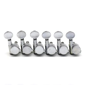 6R inline Guitar Locking Tuners String Tuning Pegs Oval Machine Heads Silver - Bild 1 von 7