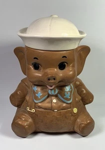 Twin Winton Elephant Cookie Jar 1960 Sailor Hat Lid Vintage Made in USA - Picture 1 of 10