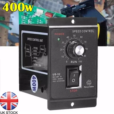 US52 400W AC 220V Motor Speed Controller Speed Pinpoint Regulator 50Hz 60Hz  UK - Image 1 of 4