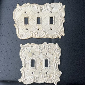 Cubiertas de placa de interruptor de luz Anthropologie metal blanco lavado hierro fundido texturizado - Imagen 1 de 6