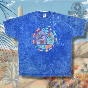 Camiseta De Colección TAOS Nuevo México Talla XXL Azul Kokopelli Petroglifo Serpientes Suroeste - Imagen 1 de 6