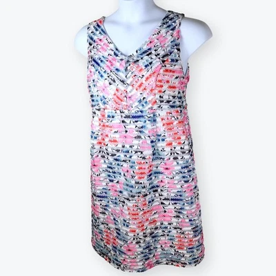 Motherhood Maternity White Pink Blue Floral Sleeveless Dress L - Image 1 of 4