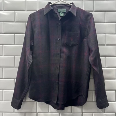 VTG Ralph Lauren Plaid Button Front Shirt 100% Wool Womens PM Purple Monogram - Image 1 of 4