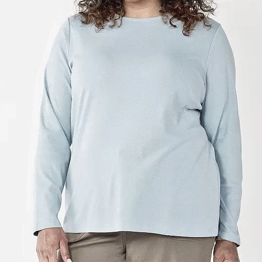 Top tejido manga larga Croft & Barrow cuello redondo azul polvo claro 3X nuevo con etiquetas Foto 1 de 1