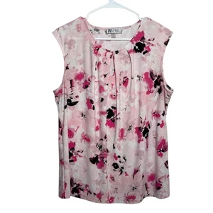 Kasper Tank Top Women's Large Keyhole Shirt Floral Career Shirt Pink Artsy - Bild 1 von 9