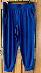 Quacker Factory Women’s XL Blue Jogger Soft Pull-On Pants Side Metallic Stripe - Picture 1 of 9