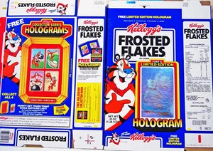 Caja de cereales de fútbol holograma Frosted Flakes 1989 sin usar plana de fábrica shm263 - Imagen 1 de 1