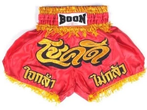 Boon Sport "CHOK DEE RED" Muay Thai Shorts - Red/Yellow - Picture 1 of 2