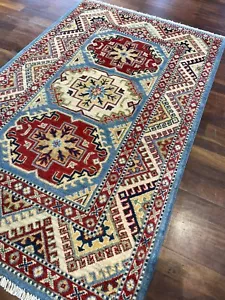 Tribal Rug Geometric Kazak Handmade 3x5 Wool Oriental Carpet - Picture 1 of 8