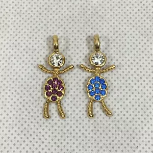 Lote de 2 dijes colgantes de piedra de nacimiento para niños zafiro azul septiembre y púrpura - Imagen 1 de 20