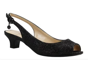 Renee Jenvey Glitter Slingback Peep Toe Block Heel Dress 1149 US 9.5 M - Picture 1 of 6