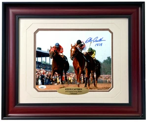 Steve Cauthen Autographed Affirmed Horse Racing 8x10 Photo Framed JSA COA - Picture 1 of 4