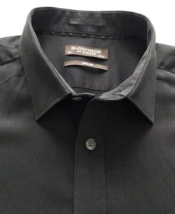 Men's St.George By Duffer Formal - Casual - School Shirt - Plain Black - 16.5'' - Picture 1 of 11