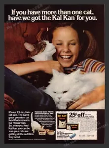 Kal Kan Dinner Gatti Cibo Gattini con Bambina Anni 80 Stampa Pubblicità 1982 - Foto 1 di 1
