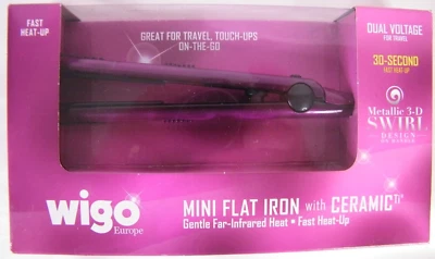 Wigo Europe UL07124M Ceramic Titanium 1/2" Mini Flat Iron Hair Straightener - Image 1 of 4