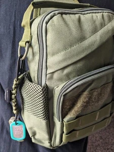 Tactical Sling Bag Military Crossbody Chest Shoulder Dog Tags Pocket Knife - Picture 1 of 8