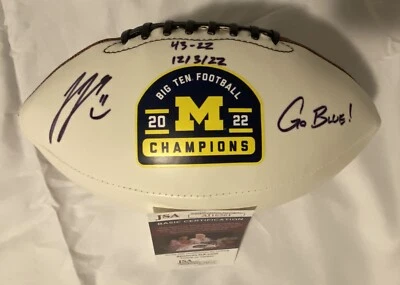 JJ McCARTHY Signed Michigan Wolverines 2022 Big Ten Champs Football JSA - Image 1 of 4