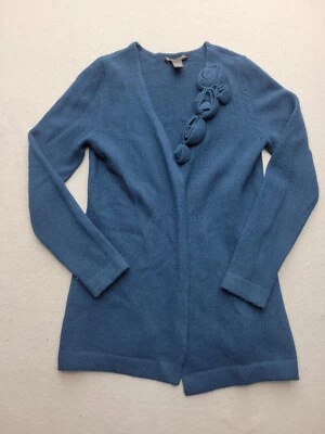 Suéter de mujer Elena Solano mediano azul cárdigan mezcla de lana lisa Foto 1 de 4