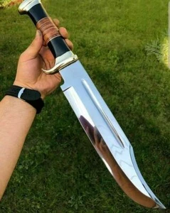 Maßgeschneidertes handgefertigtes D2/c430 Werkzeug Stahl hochpoliertes Krokodil Dundee Bowie Messer - Bild 1 von 9