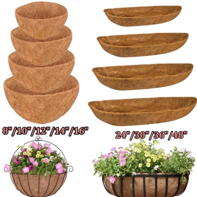 Forros de cesta colgante de coco natural de 8" 10" 14" 16" 24" 36" fibra de coco moldeada Foto 1 de 4