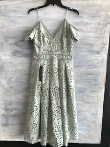 NEU! TOPSHOP 35W14LMNT Laser Cut Off-the-Shoulder Midi A-Line Dress, US 8 - Mint - Bild 1 von 12