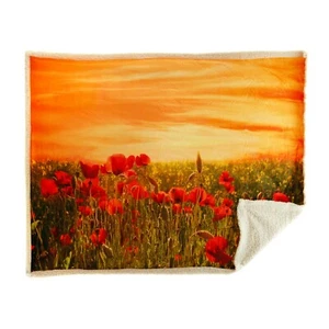 Caleffi Plaid Mohnblumen mit Locke Fleecedecke 130x160 cm Gewicht 460 gr/qm - Bild 1 von 4