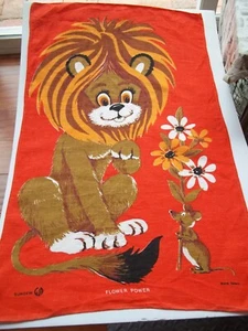 Toalla de plato de lino vintage mediados de siglo león ratón margaritas flor rocío solar GJA AÑOS 60 - Imagen 1 de 9
