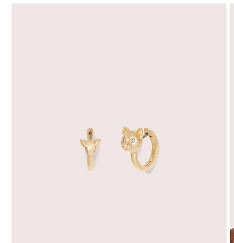 $48 KATE SPADE Casa Gatto Orecchini a cerchio placcati oro JJ5