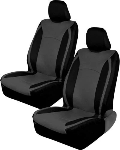 Fundas de asiento de auto de cuero sintético gris Motor Trend para asientos delanteros - Automotriz Bu... Foto 1 de 1