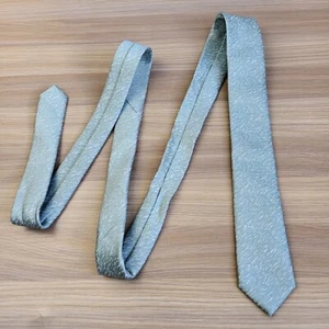 Skinny Tie Mens Green Woven Simple Necktie Formal Slim Suit Dress Pointe End - Picture 1 of 9
