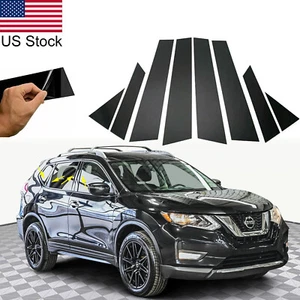 8Pcs Glossy Black Window Door Pillar Posts Trim Covers For 2014-20 Nissan Rogue - Picture 1 of 8