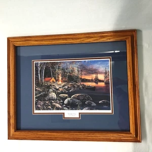 Jim Hansel Twilight Fire Camping See Kunstdruck - gerahmt 21 x 17 - Bild 1 von 15