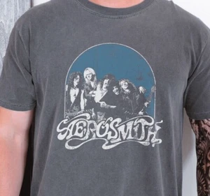 Aerosmith Rock Band T-Shirt Steven Tyler on Vintage Black Comfort Colors Tee - Picture 1 of 6