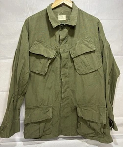 Tropical Combat Coat Rip Stop Poplin Slant Pocket Vintage 60/70s Vietnam Army US - Picture 1 of 10