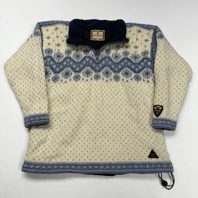 Dale of Norway Womens Sweater M White Blue Lined 1/4 Zip Polarwind Winter Retro - Image 1 of 4