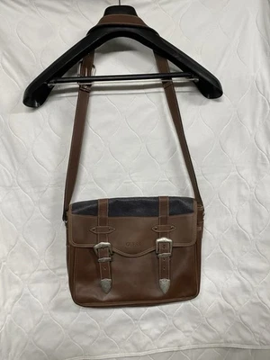 Bolso Bandolera Mensajero de Viaje de Colección Y2K ADIVINA Guijarro/Cuero Marrón Foto 1 de 4